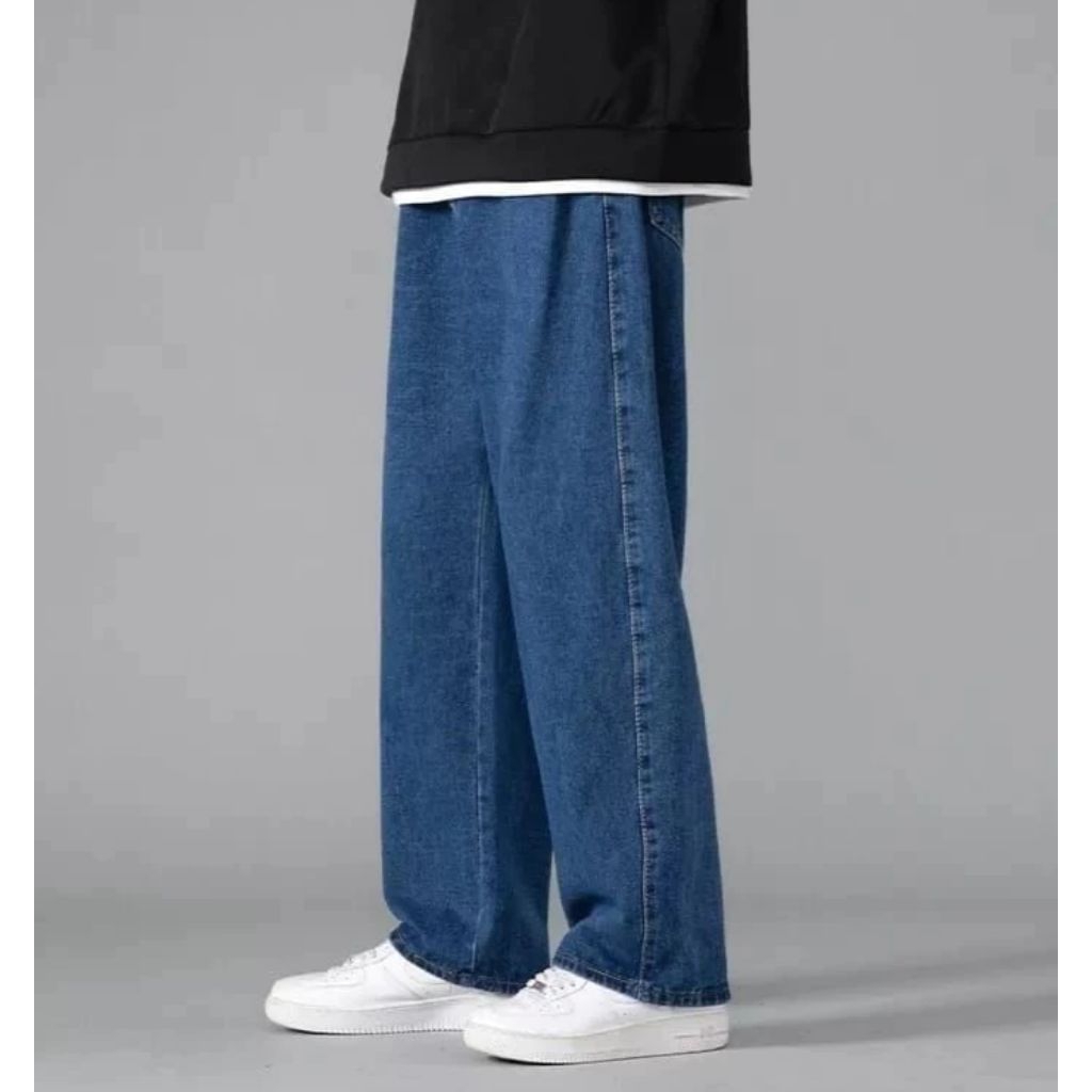 ready stock celana jeans pria basic loose straight reguler fit celana jeans pria gombrang