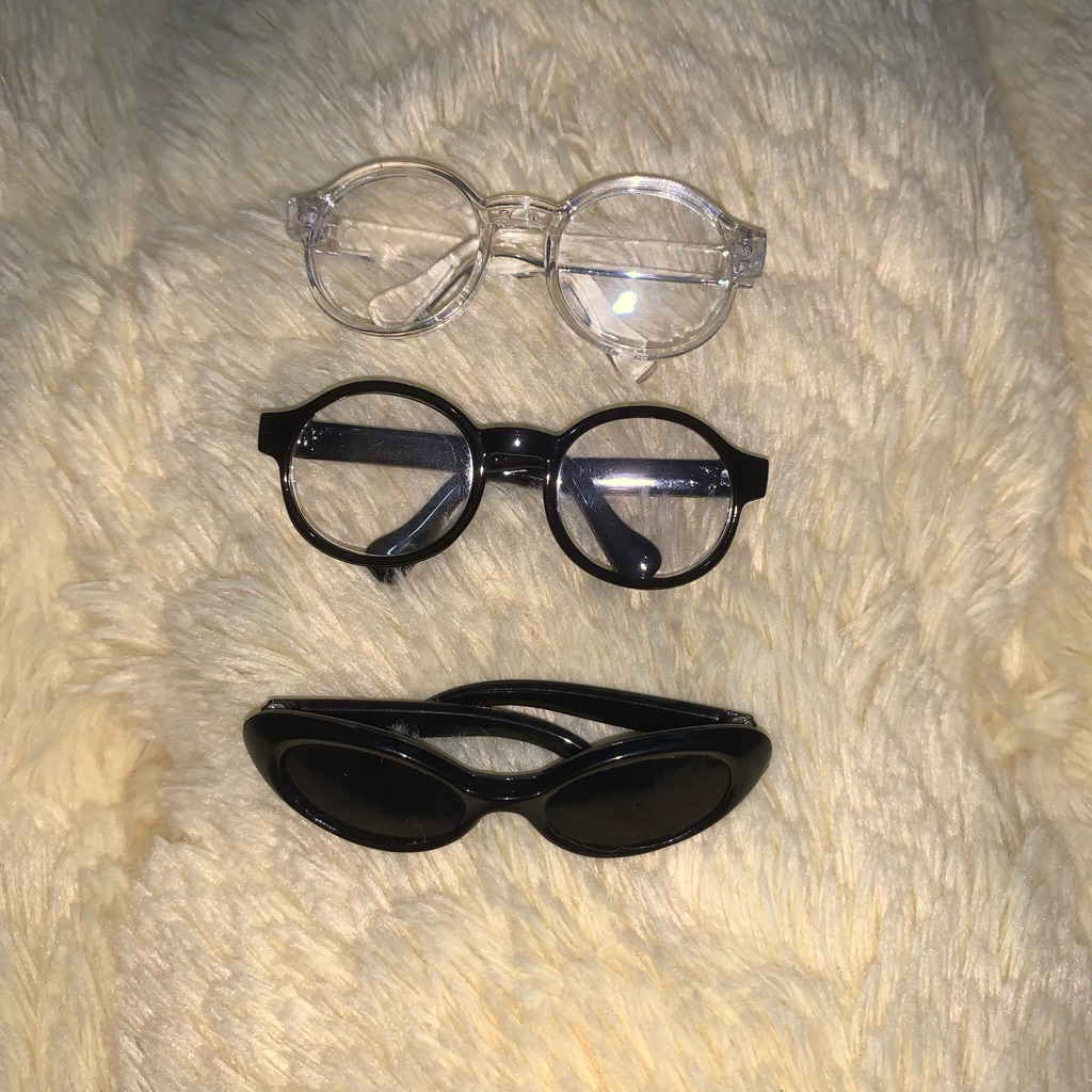 ACCESSORIES DOLL GLASSES KACAMATA CLEAR BLACK FRAME 10 cm DOLL CLOTHES