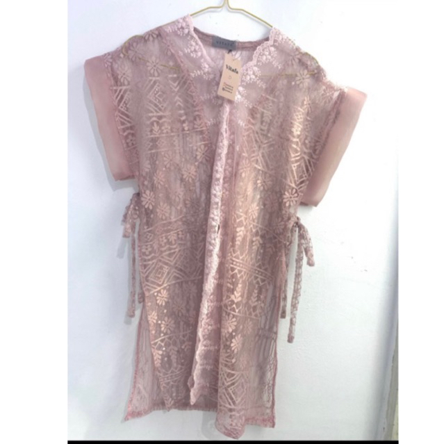 outer brokat warna pink dusty