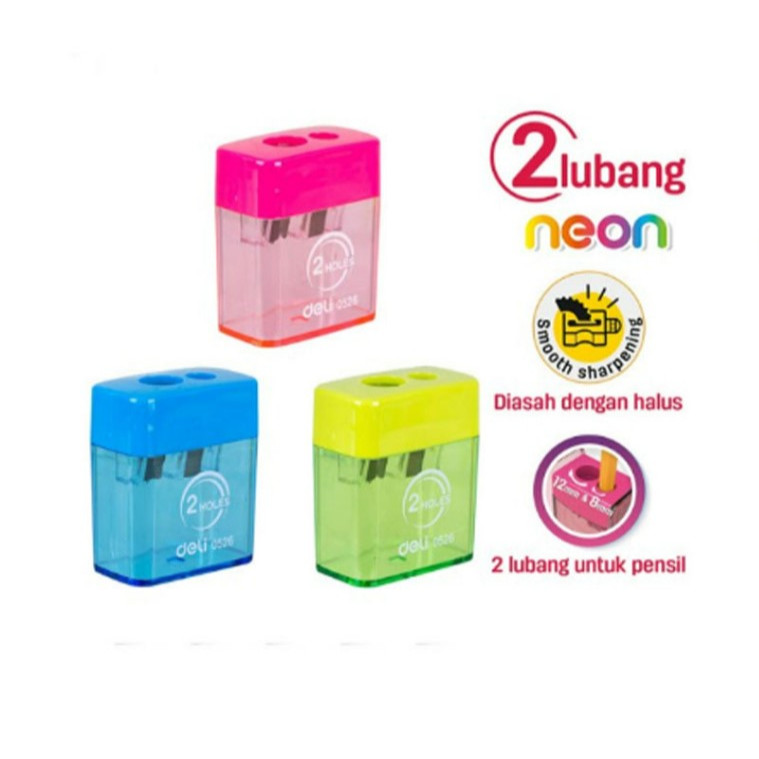 

Rautan Pensil Serutan DELI 2 Lubang Pencil Sharpener ( 2 hole ) 0526