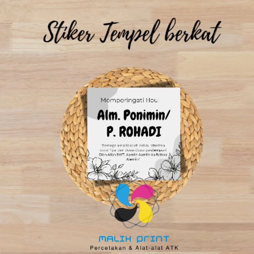 

Stiker Tempel Berkat / Stiker Buat acara Memperingati 40 Hari / 100 hari / 1000 hari dan Houl Ukuran 10cmx10cm Free Ganti Nama atau acara