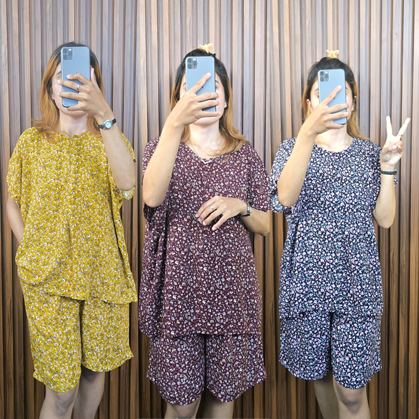 Setelan Celana Pendek Rayon Lengan Pendek