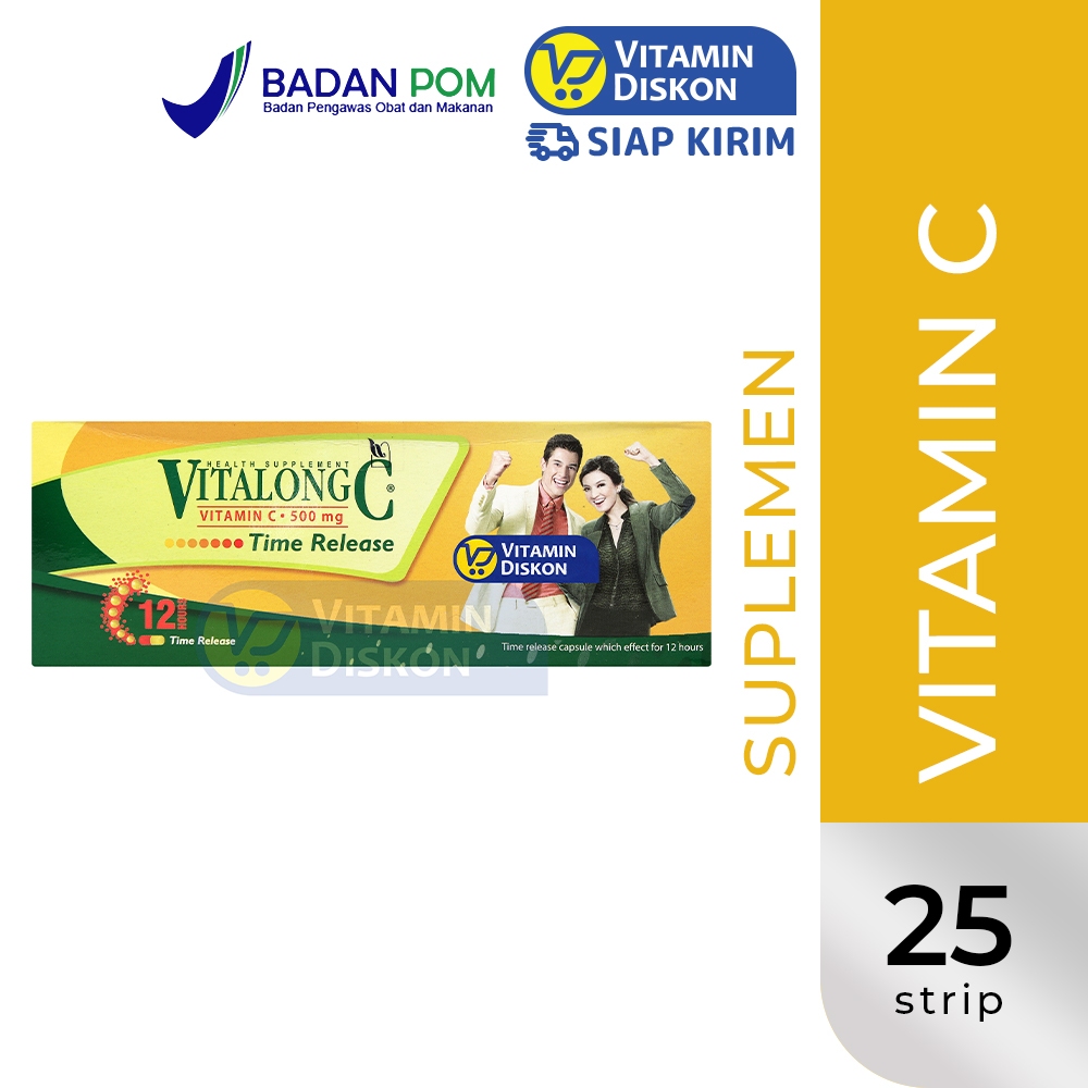 VITALONG C VITAMIN C 500 MG 1 BOX ISI 25 STRIP | Suplemen Daya Tahan Tubuh, Imunitas Tubuh