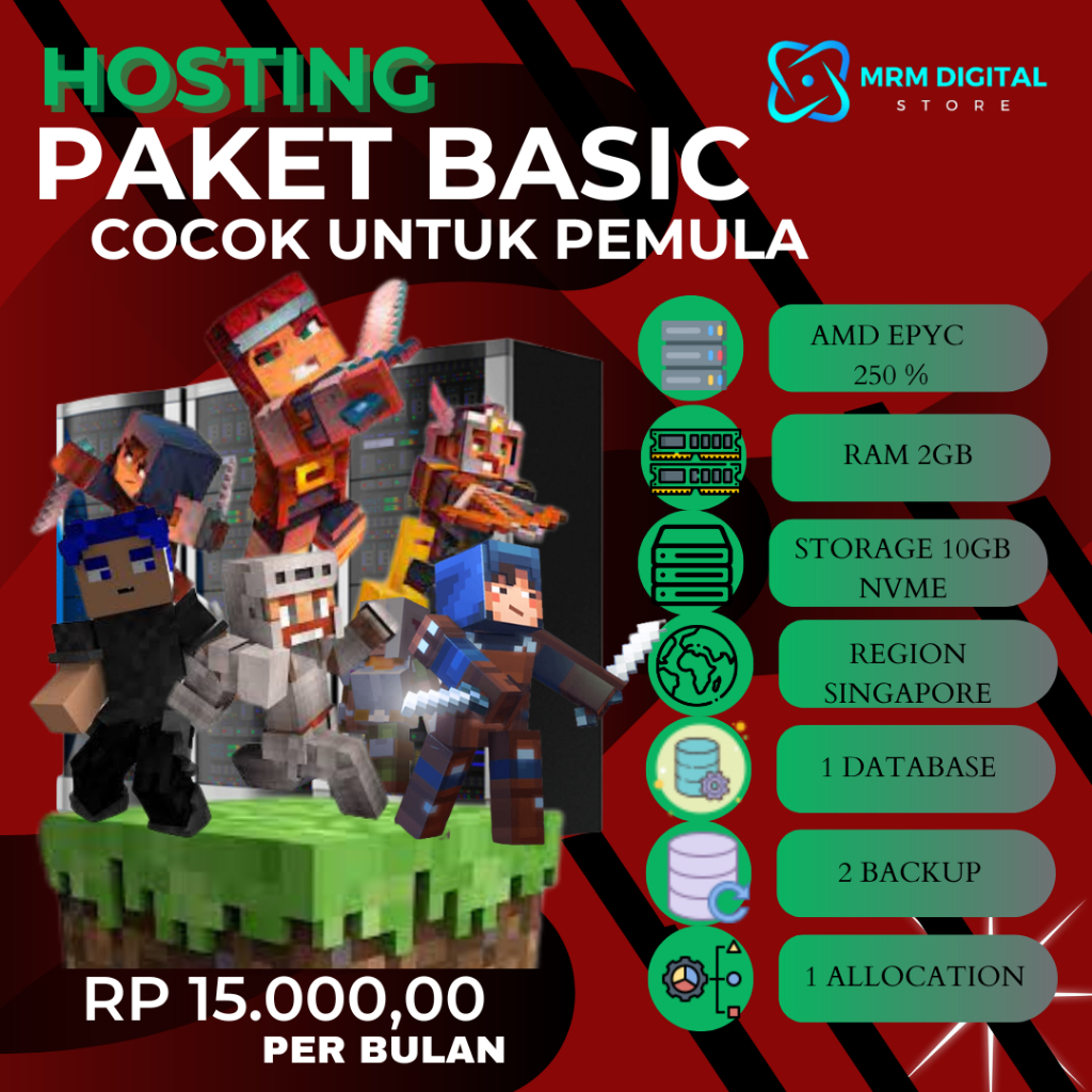 Paket Hosting Basic Cocok Untuk Pemula , Bisa Buat Minecraft , Vintage Story Dan lain-lain