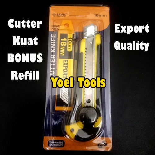 

Pisau Cutter Stainless Tebal Besar EXPORT QUALITY 18mm | Pisau Potong Pemotong Bonus Silet 10 biji