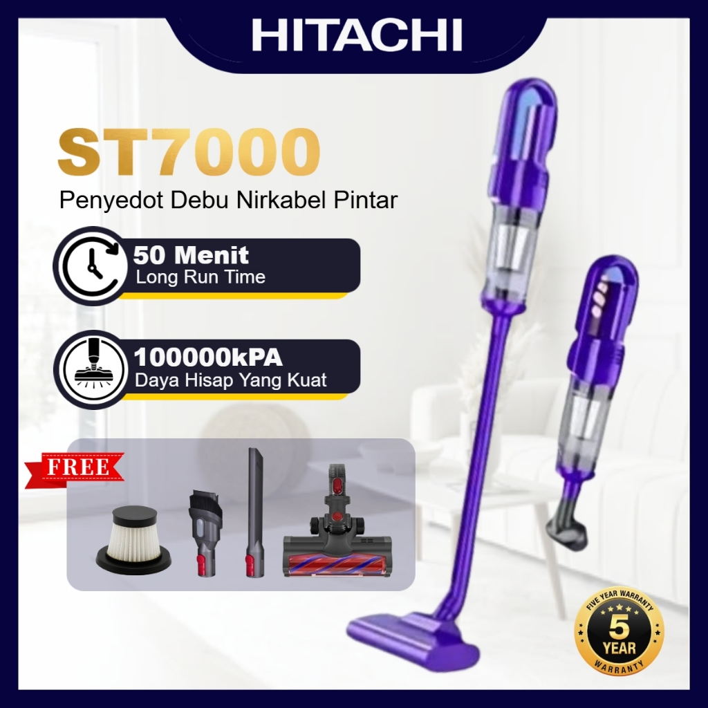 ST7000 Cordless Car Vacuum Cleaner Penghisap Debu Nirkabel Isi Ulang Penghisap Debu Portabel Basah d