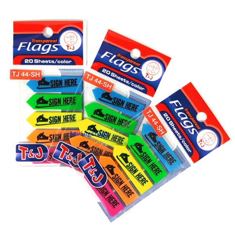 

T&J FLAGS NOTE SIGN HERE TJ 44-SH
