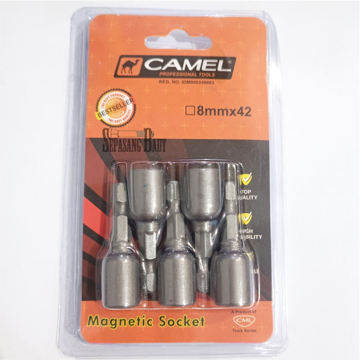 CAMEL Kunci Sock Baut Roofing / Mata Sock Roofing Pendek Magnet 8 x42 mm