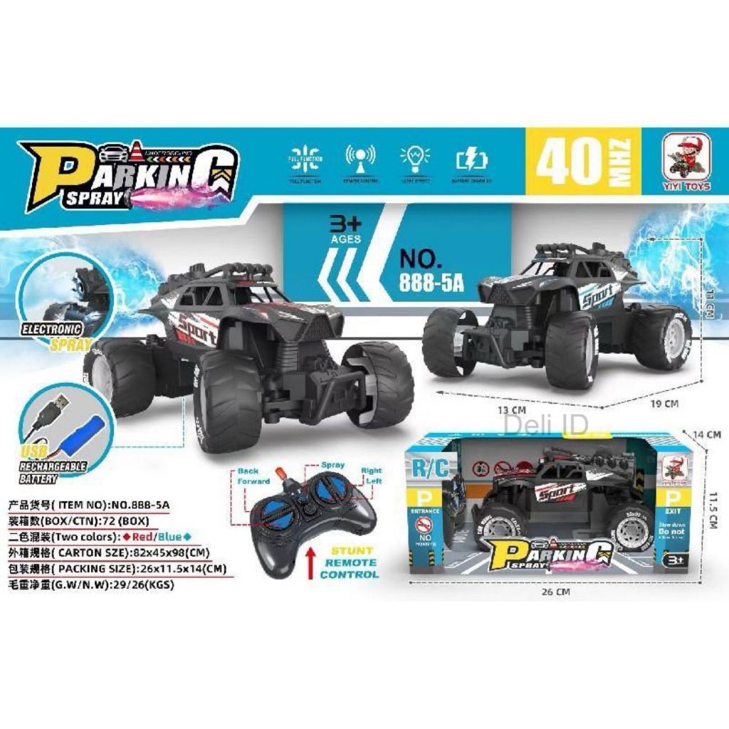 Mainan Anak Mobil Remote Control Remot Kontrol Rock Crawler Off Road Sport Parking Spray Asap Lampu 