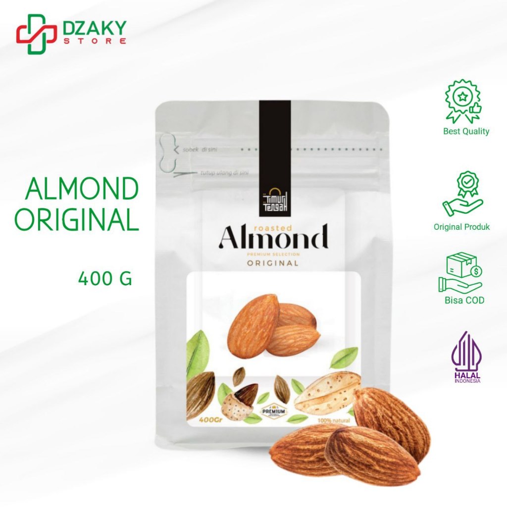 

Timur Tengah Kacang Almond Kupas Roasted 400 gr Premium