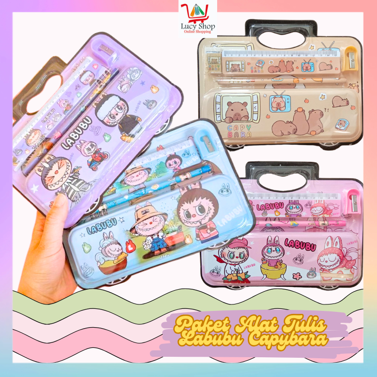 

Paket Alat Tulis Sekolah 5 In 1 Motif Labubu Capybara Stationary Study Set Kotak Pensil Penggaris Penghapus Rautan Pensil Lucu