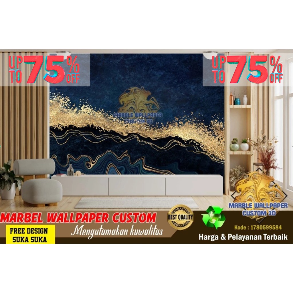 Wallpaper Custom 3D Tema Marmer | Wallpaper Dining Room Marmer | Wallpaper Ruang Makan Marmer | Wall
