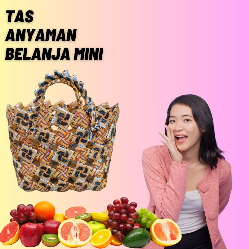 Daur ulang Anyaman Daur ulang kerajinan pelastik kemasan kopi  tas belanja tas kerajinan mini