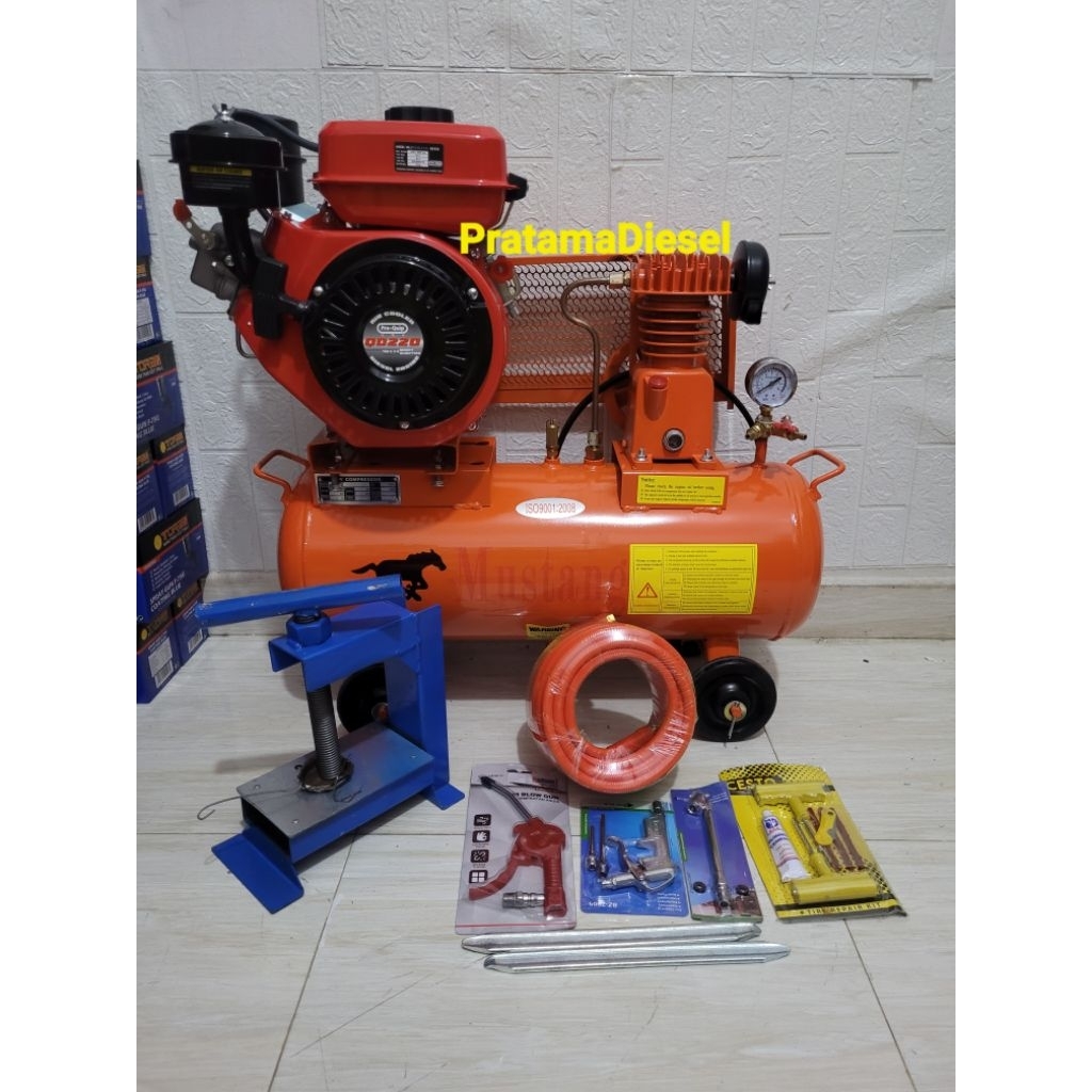 Kompresor Angin 1/4HP+Mesin Solar 9.0HP Pro-quip Siap Pakai