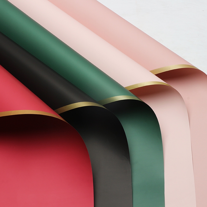 

1 lembar Cellophane Solid Border Emas Flower Wrapping Bungkus Bunga Buket (CBS)