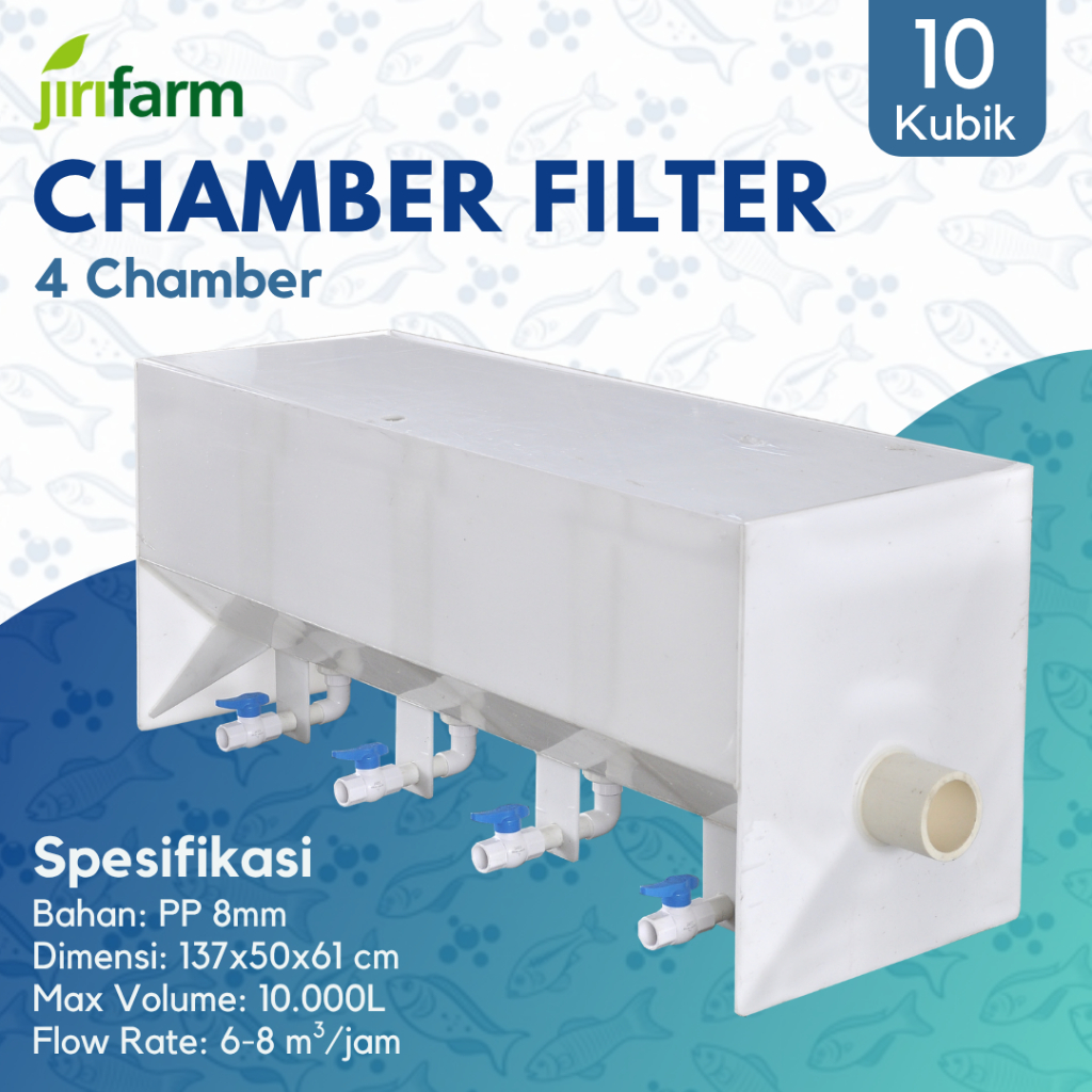 JIRIFARM - Filter Kolam Ikan Koi 4 Chamber Filter Bahan PP Putih Tebal 8 mm