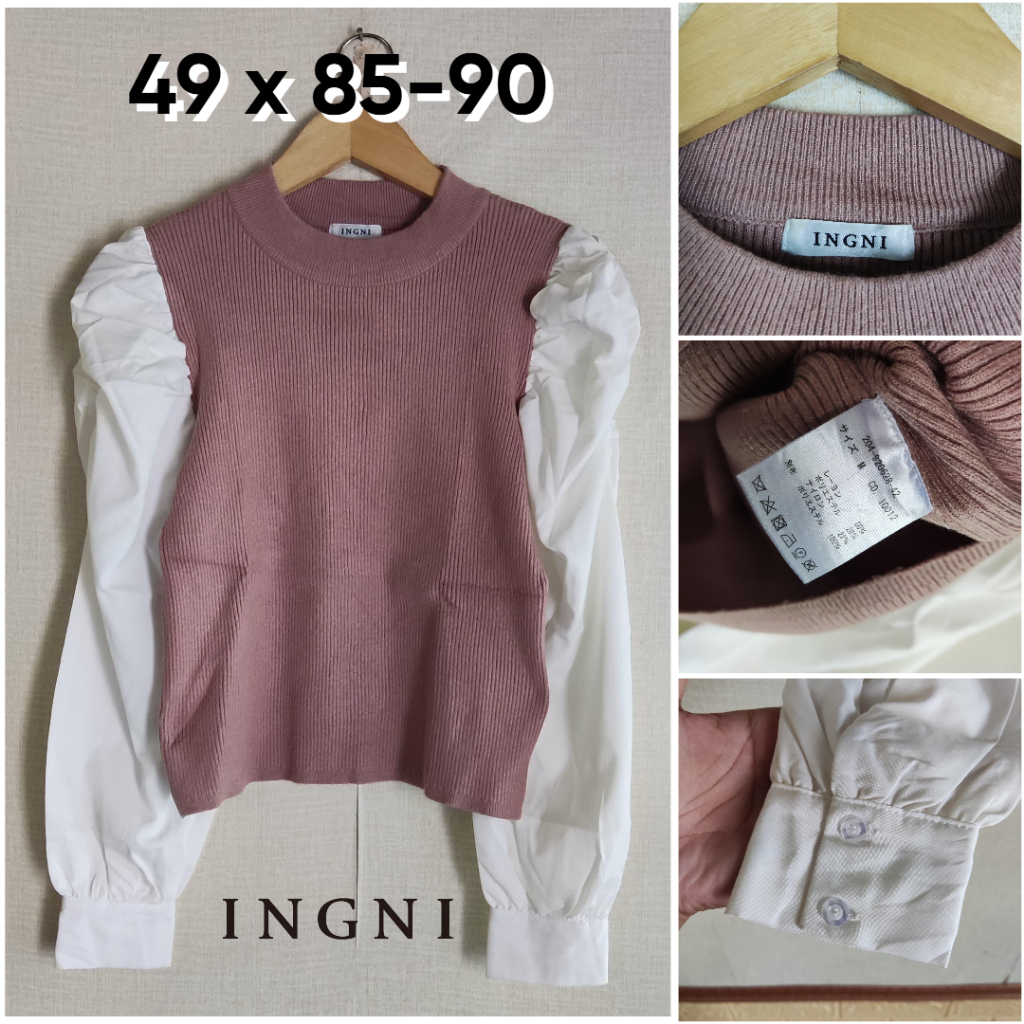 Sweater Lidi INGNI Choco Dusty Pink Size M Wanita Mix Katun Lengan Atasan Cewek ZX630