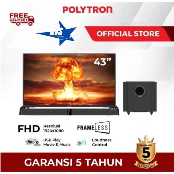 POLYTRON LED TV 43" SOUNDBAR PLD 43BV1558