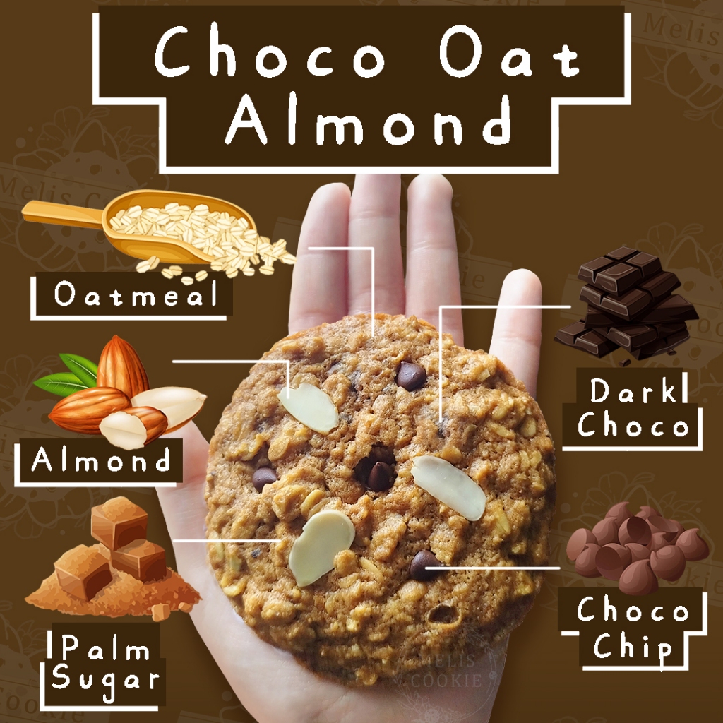 

ALMOND OATMEAL DARK CHOCO JUMBO \ KUKIS OATMEAL ALMOND SEHAT \ KUE OATMEAL WHOLE OAT ALMOND CHOCO