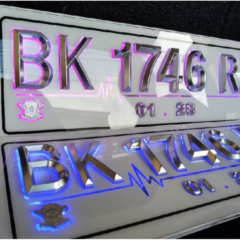plat nomor timbul Crom LED premium montor mobil sepeda listrik dll