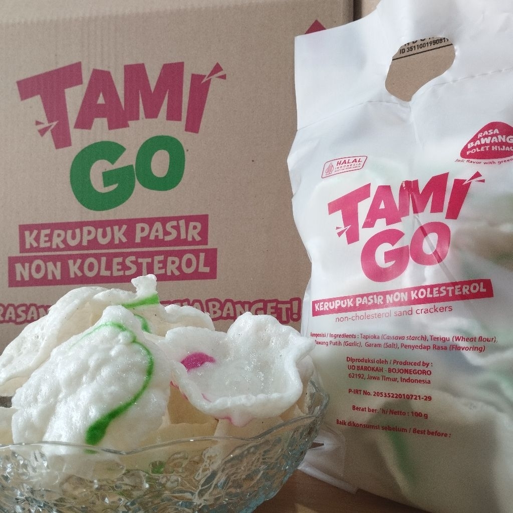 

Kerupuk Pasir Tamigo / Kriaq Kriuq Non Kolesterol 100gr Rasa Polet Hijau Ikan