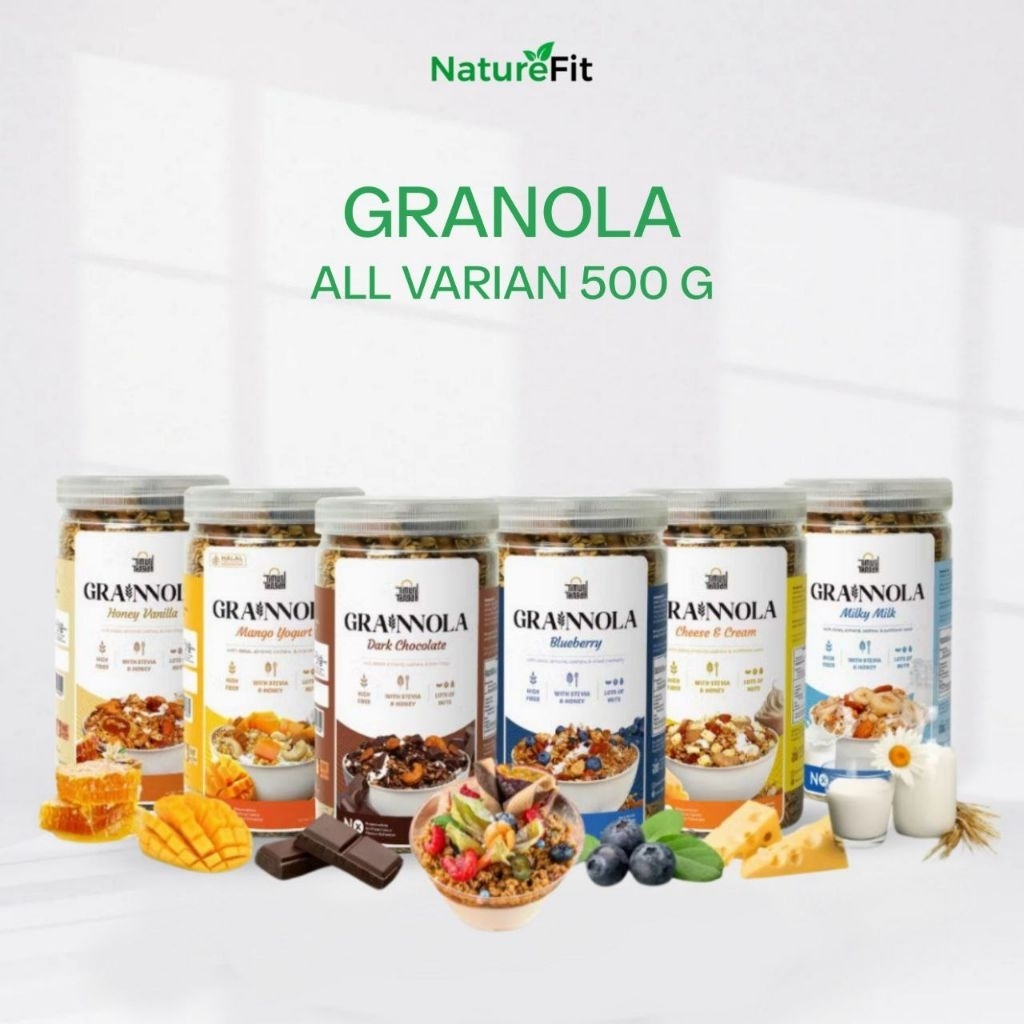 

Grainnola Timur Tengah 500 Gram Granola Cemilan Sehat Rendah Kalori Sereal & Snack