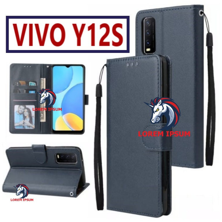 LEATHER CASING VIVO Y12S CASE KULIT FLIP WALLET LEATHER KULIT PREMIUM SARUNG BUKA TUTUP KESING HP FL