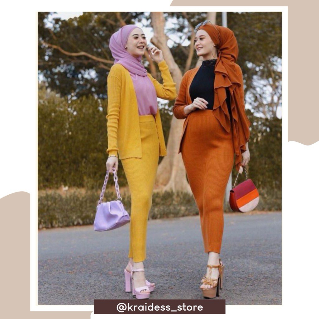 Setelan Cardigan Rok Span Knit / Rok span knit / Cardigan Oversize Rajut / Oneset Rajut