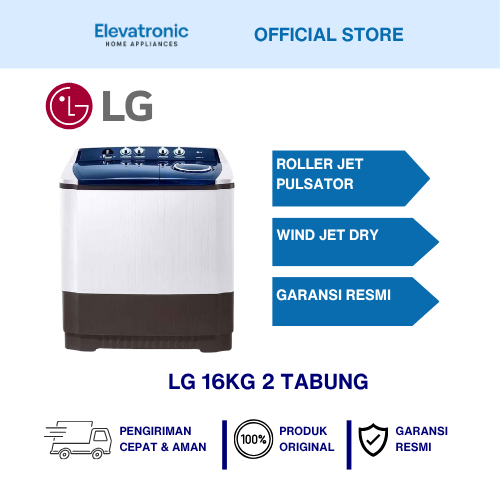 MESIN CUCI LG 2 TABUNG 16KG MESIN CUCI LG TWIN TUB 16KG - P1600RT