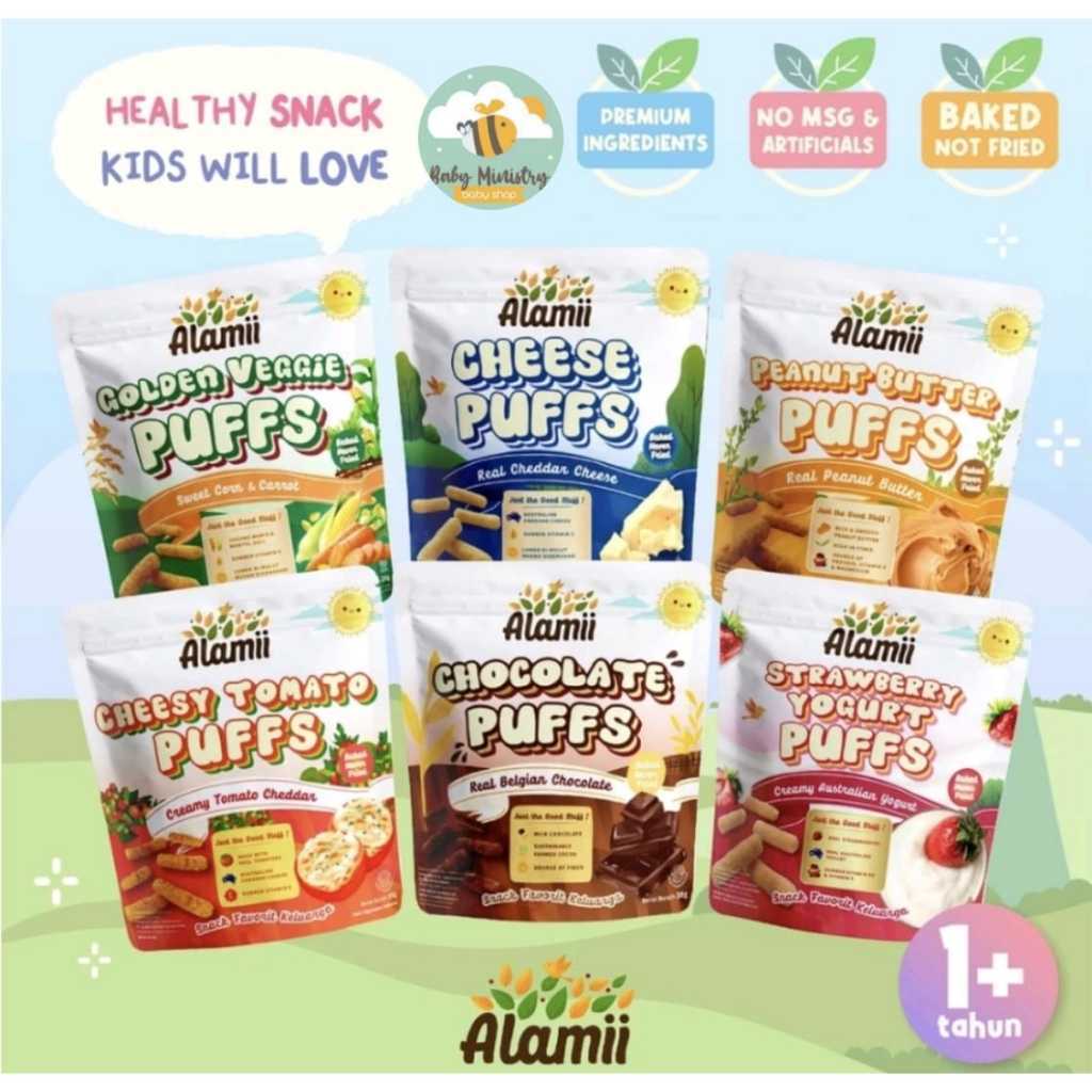 ALAMII PUFFS SNACK SEHAT (BEST SELLER) MAKANAN BAYI) CEMILAN ANAK DAN BAYI / SNACK ANAK 1 TAHUN KEAT