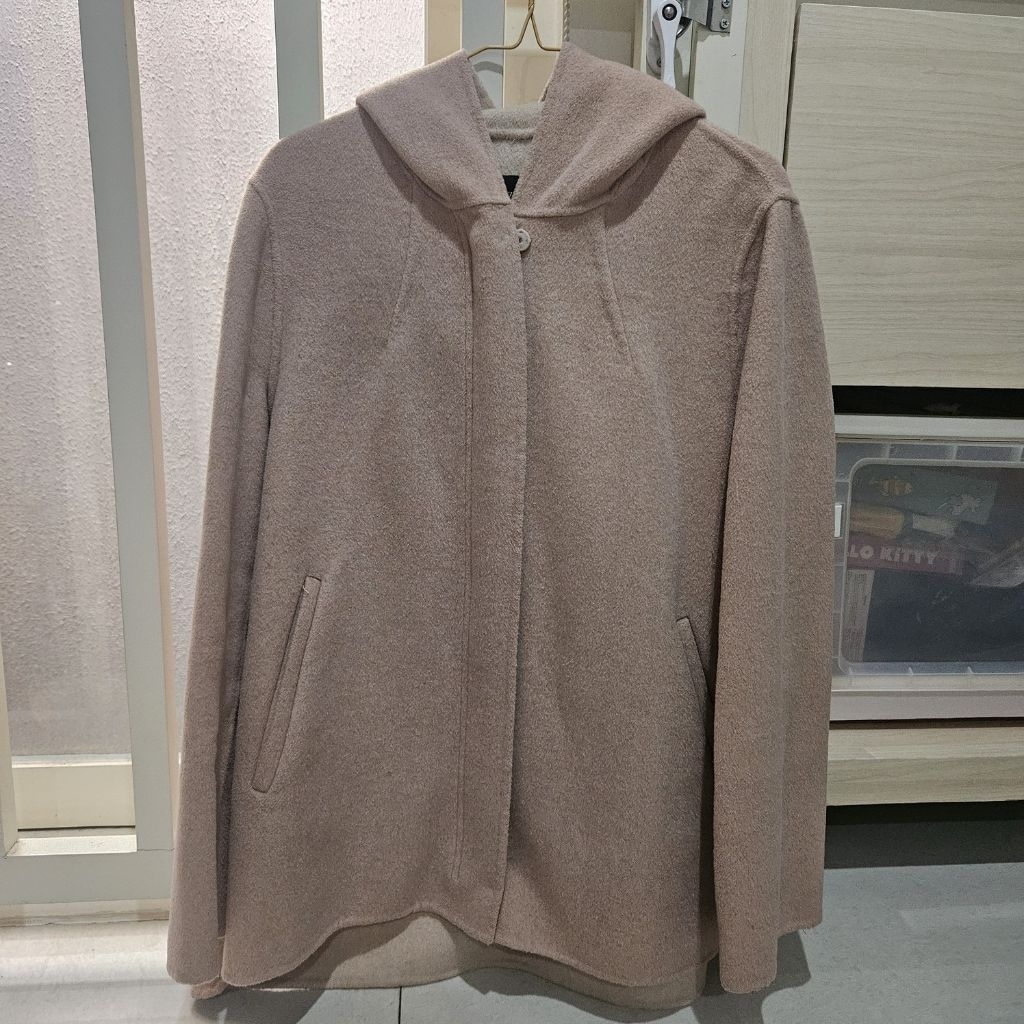 Preloved Zara Basic Woman Pink Hooded Coat / Mantel Size L