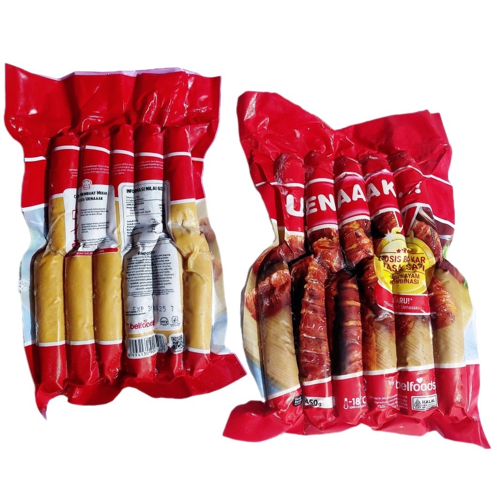 

Sosis Bakar jumbo isi 7 Belfoods Kombinasi Sapi Uenaaak Frozen