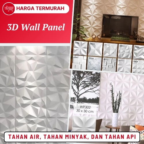 Panel Dinding WallPanel Wallpaper PVC 3D Wallpaper 3D Timbul Wallpaper Timbul 30cm x 30cm