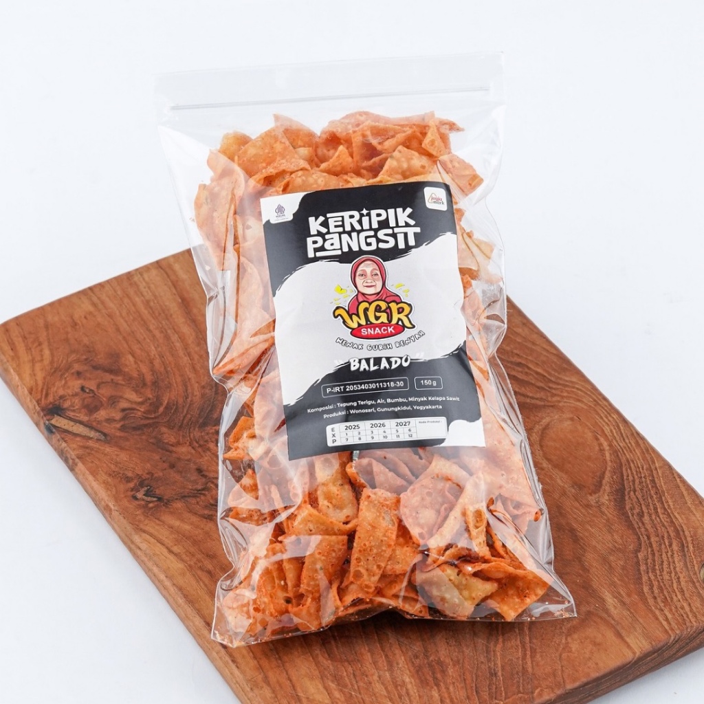

Keripik pangsit 150gr, 500gr wenak gurih renyah - Rasa Balado WGR SNACK