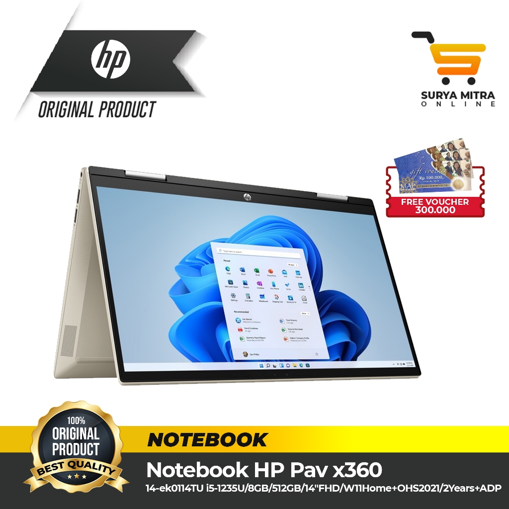 Laptop HP Pavilion x360 14-EK0114TU 14" 8GB Corei5 IntelIrisX 512GBSSD