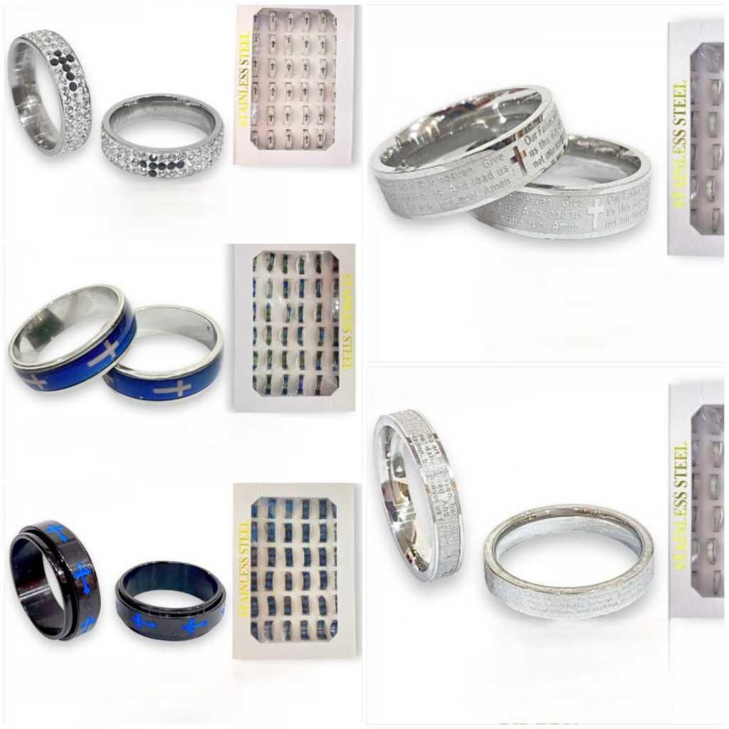 Yeraya Cincin Salib Stainless Steel Salib Kecil Cincin doa Bapa Kami Cincin titanium Cincin anti kar