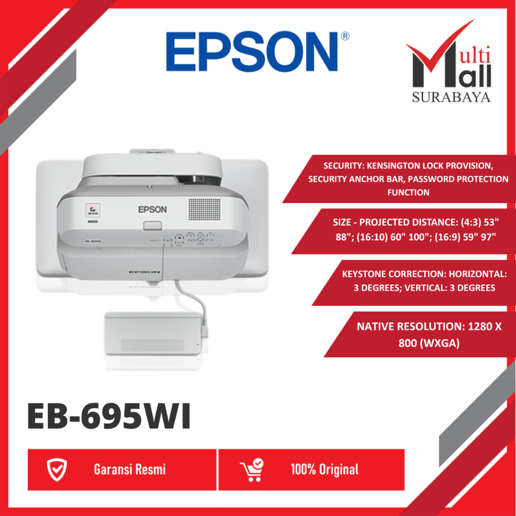 Proyektor Epson EB - 695WI Ultra Short Throw Interaktif Touch Projector