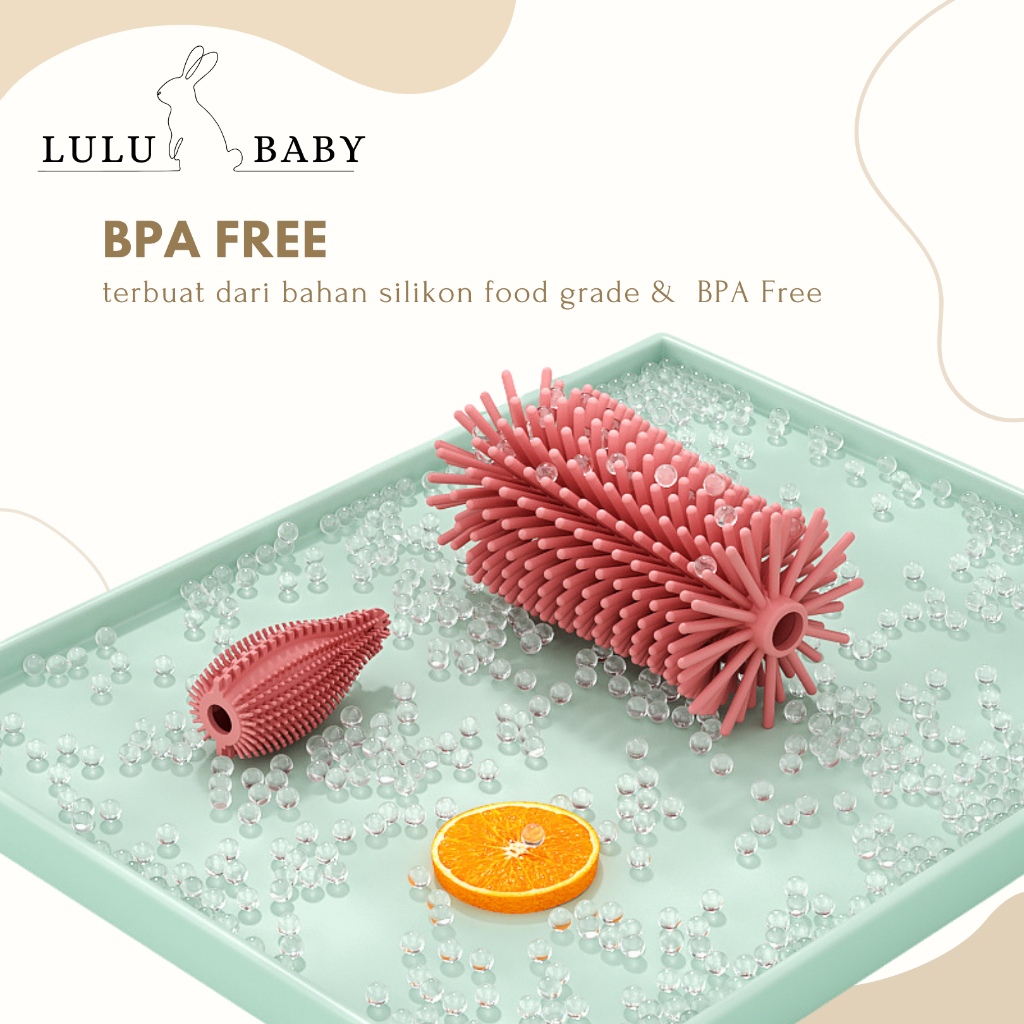 Sikat Botol Susu Bayi Silikon 3 In 1 BPA Free Sikat Empeng Bayi Sikat Sedotan Kecil