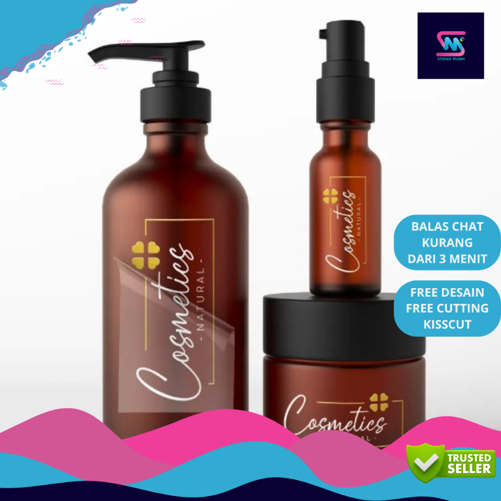 

Stiker Kemasan Skincare Premium Timbul UV DTF Custom Desain Label Skin Care