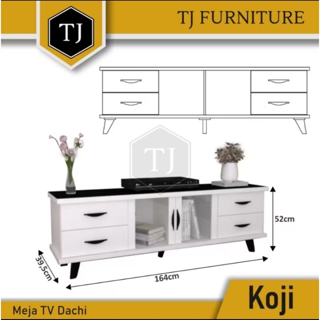 Dachi Meja TV / Rak TV / Buffet TV Kayu Partikel Minimalis Serbaguna Koji TV Rack