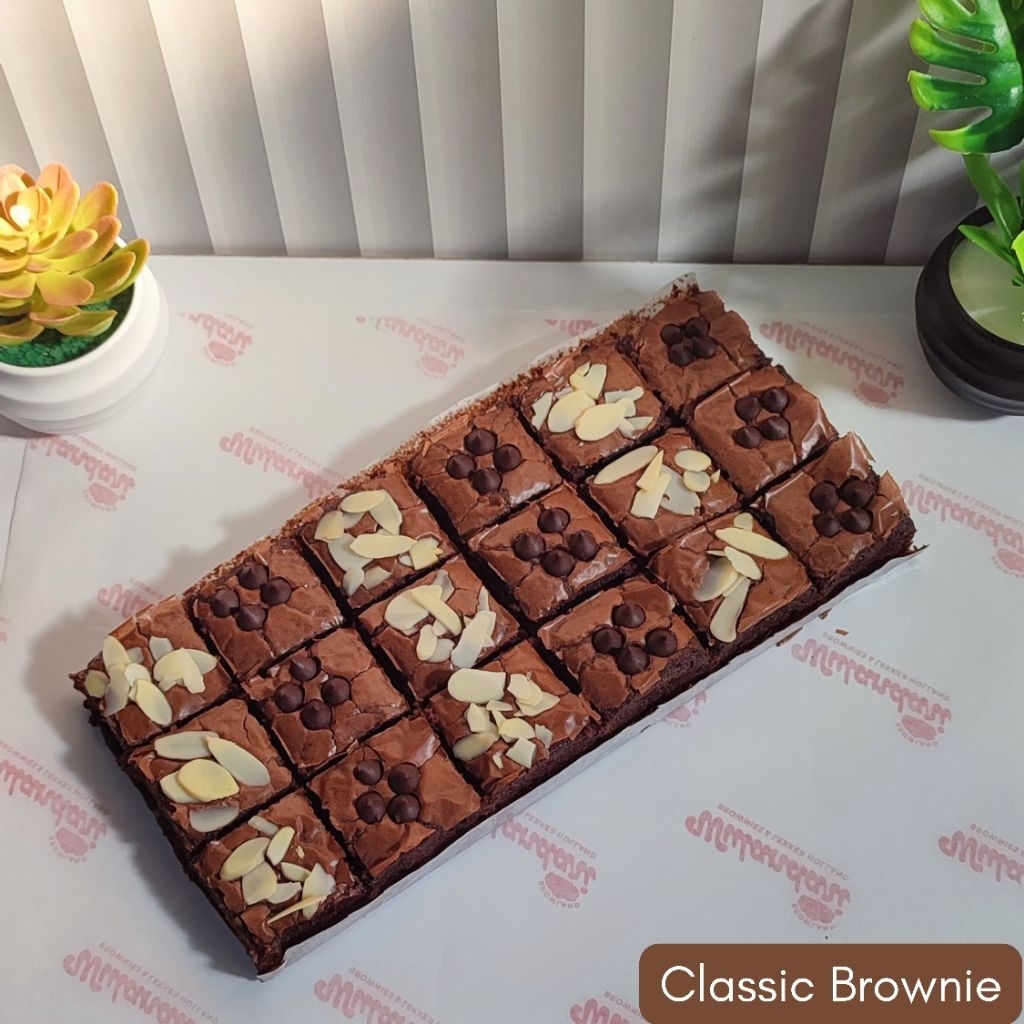 

Fudgy brownies shiny crust