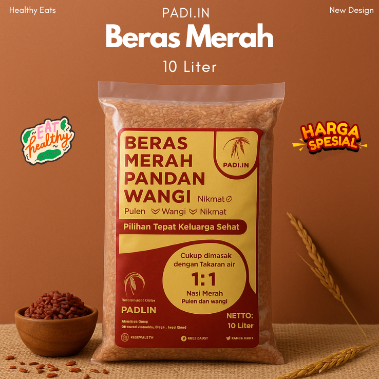 

BERAS MERAH PADI.IN 10 LITER DIJAMIN PULEN DAN PANDAN WANGI ENAK MURAH DIET PREMIUM