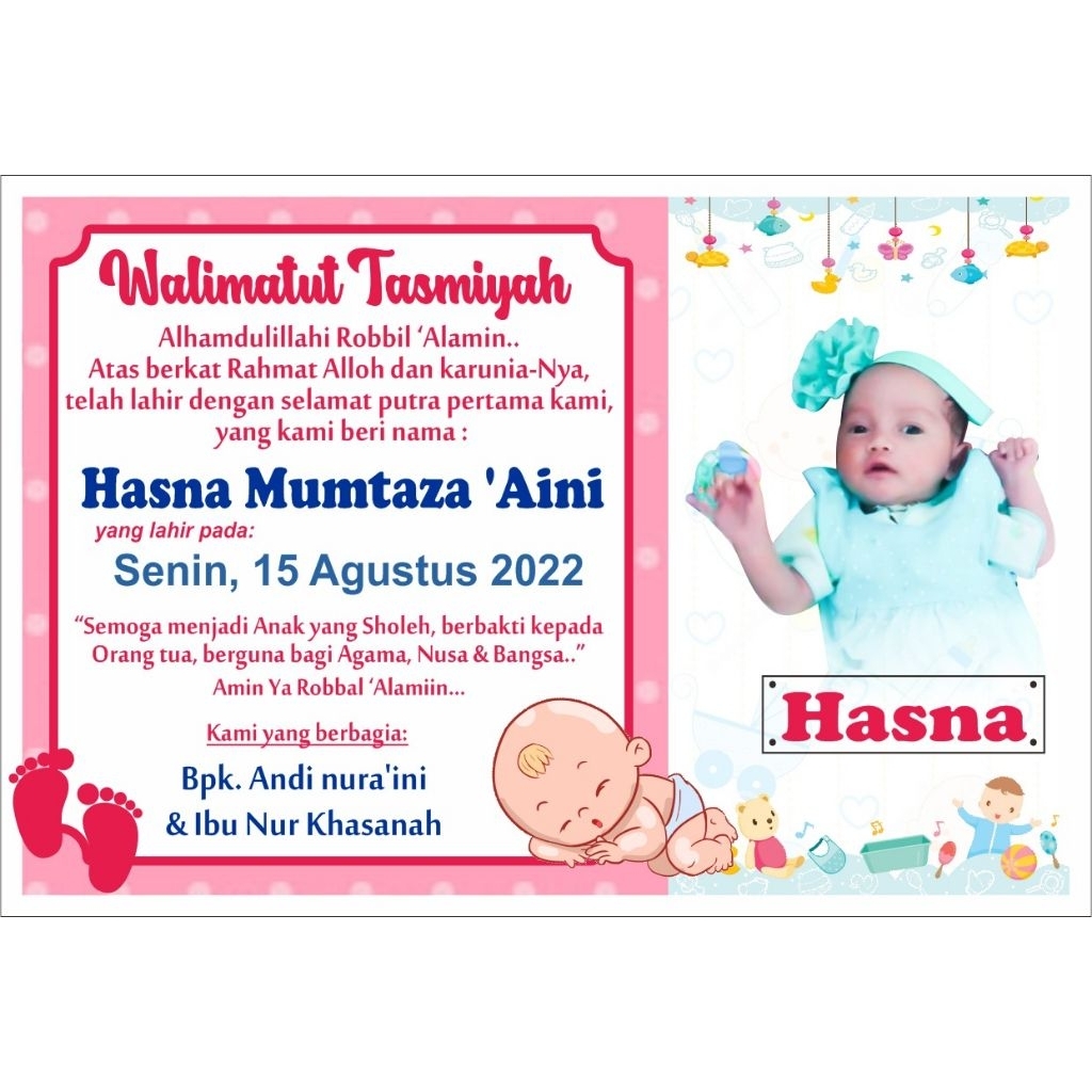 kartu nama bayi / Walimatut Tasmiah/ aqiqah/aqiqah bayi
