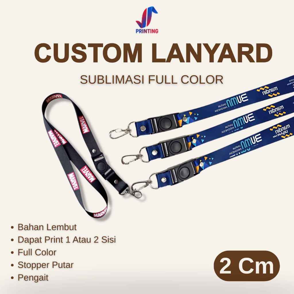 

Custom Tali Lanyard 2cm Printing 2 sisi Tali ID card lanyard full color
