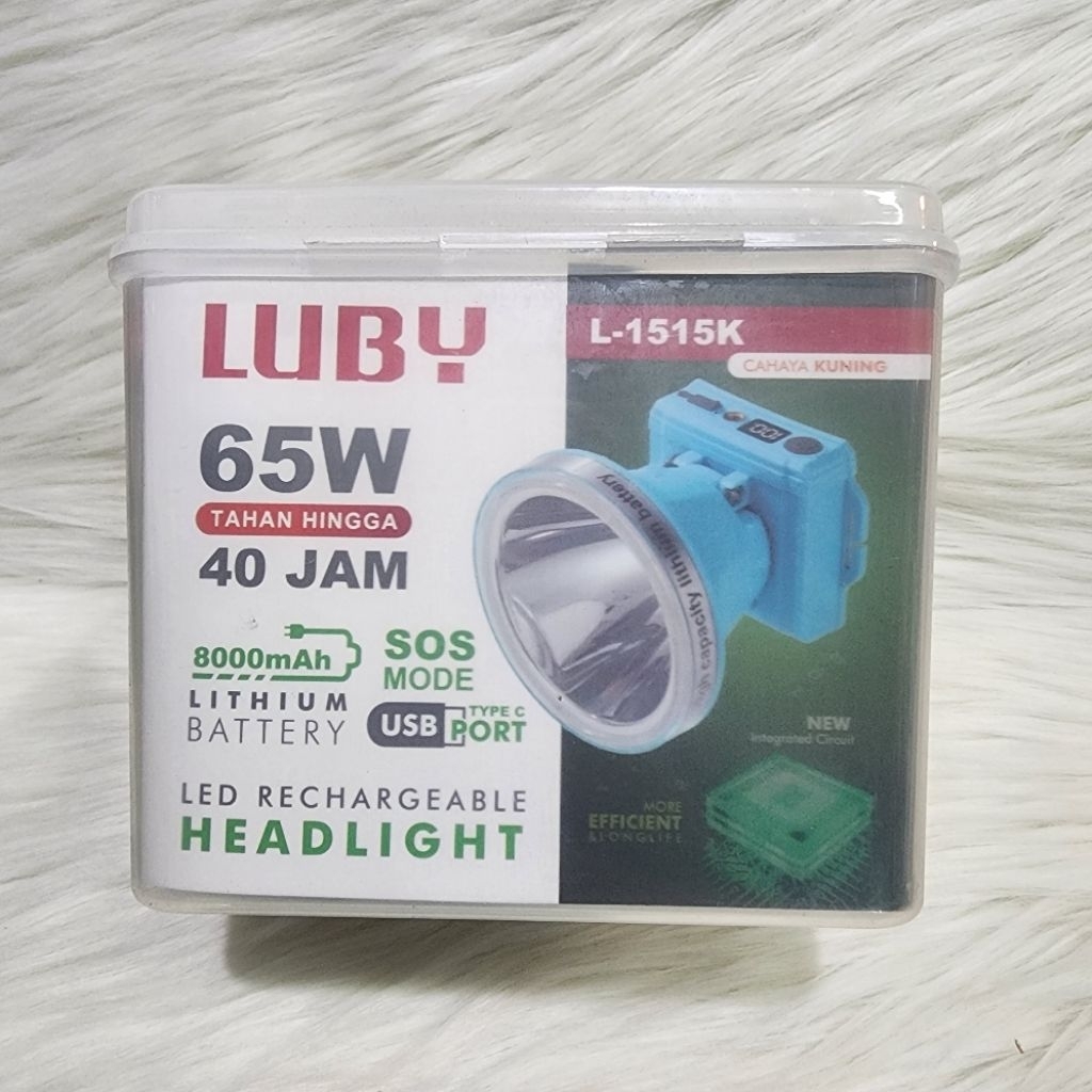 Senter Kepala 65W Jumbo 8000 mAh Luby L-1515K
