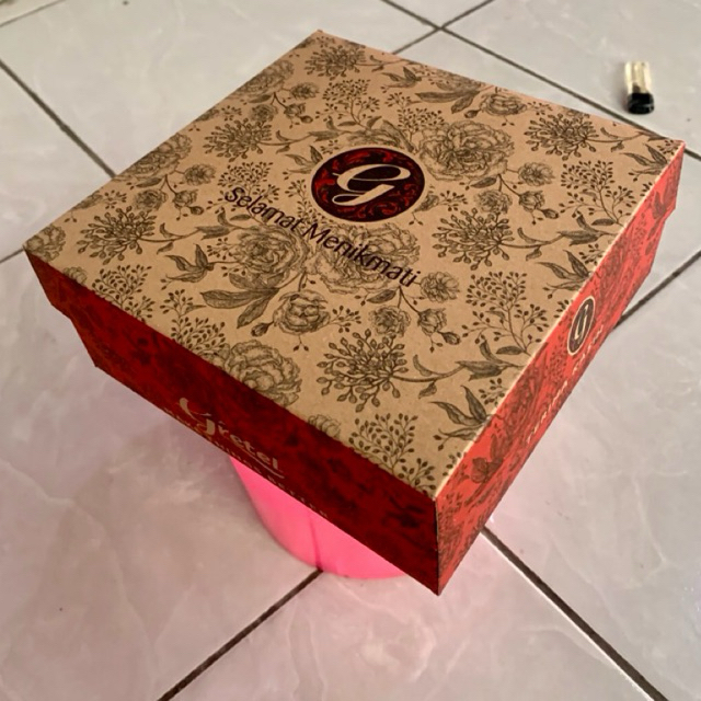 

[PROMO] Dus Kue/Dus Nasi||Dus Box Motif Bunga||Kardus Uk.18x18x7||