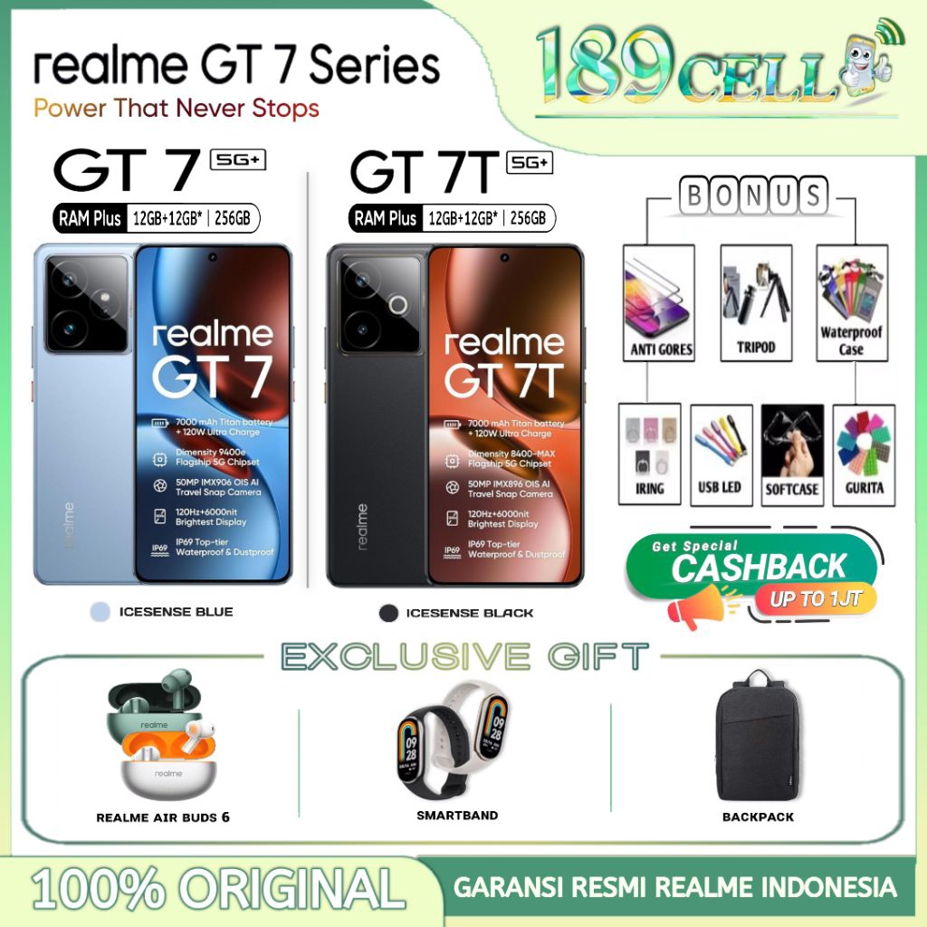 REALME GT7 Series - GT 7 5G 12/256GB - GT 7T 5G 12/256GB [RAM Plus 12+12GB*] GARANSI RESMI REALME