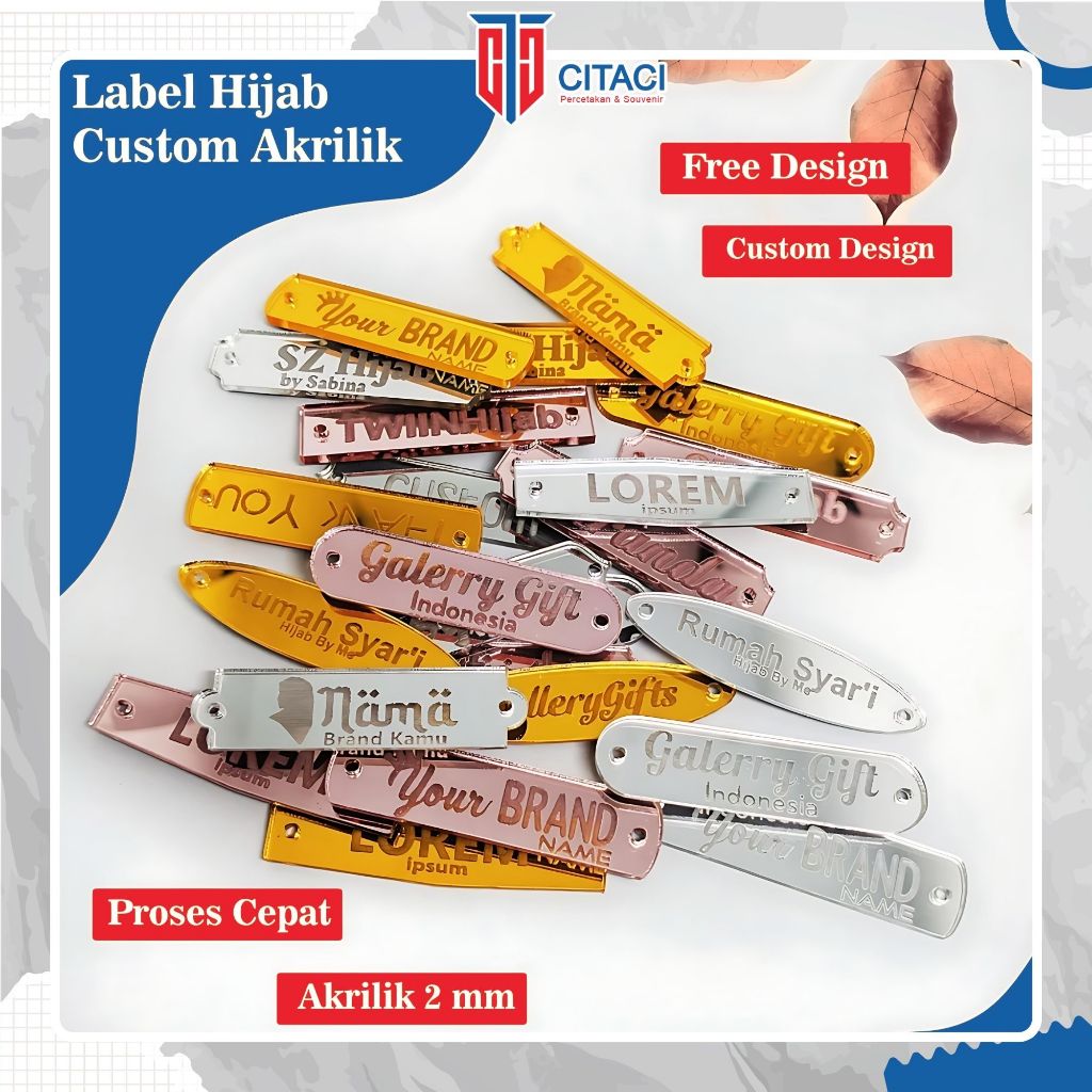 

Label Akrilik Hijab Custom Akrilik Mirror Bebas Desain