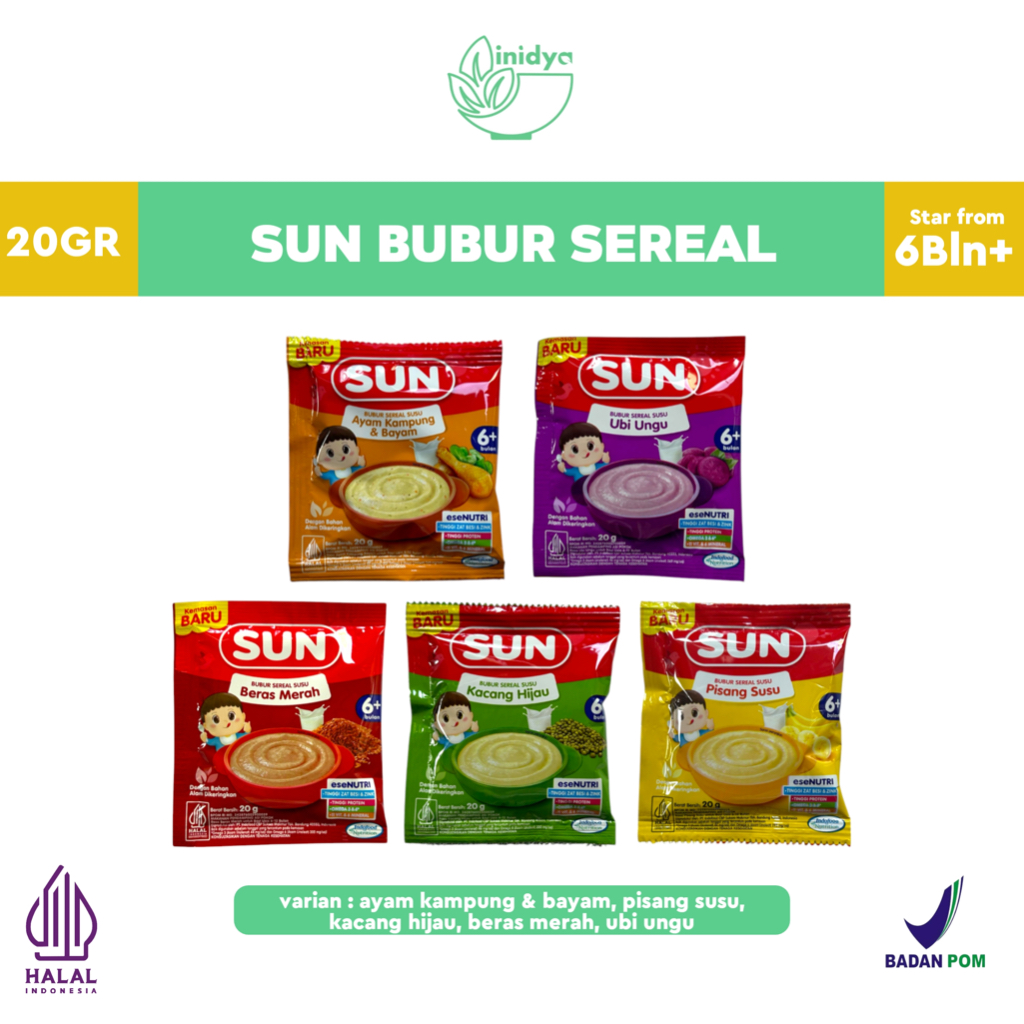 SUN BUBUR BAYI Sachet 20gr - Bubur Bayi 6 Bulan Bubur Sereal Mpasi Promina Milna