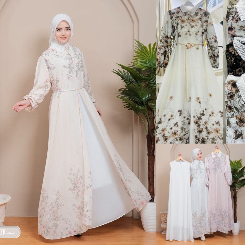 VANESH B.01 & B.02 SET Baju Dress (Inner&Outer) Seruti Wanita Muslimah. NF